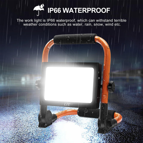 LTE Lighting Even 50W LED work light – portable stand and stable base for easier setup.