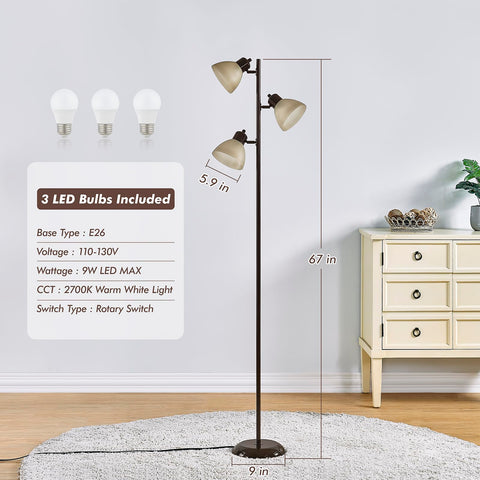 LTGSRC Modern Tree Floor Lamp stands 67 inches tall to fit corners.