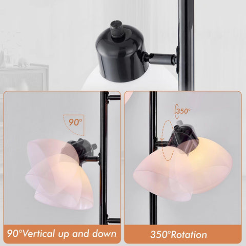 LTGSRC Three-head floor lamp with 350 degree rotation for flexible lighting directions.