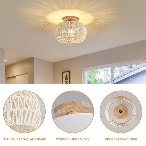 Luafac bedroom hallway rattan light adds boho warmth to spaces