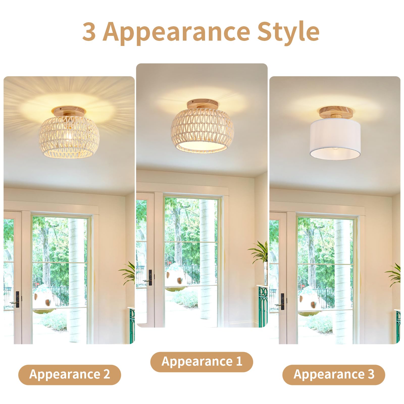 Luafac boho rattan ceiling light style-2 adds coastal charm to bedroom