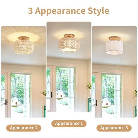 Luafac boho rattan ceiling light style-2 adds coastal charm to bedroom