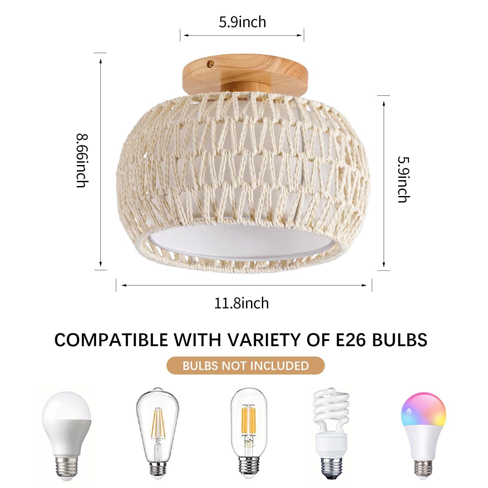Luafac boho rattan ceiling light style-3 enhances hallway lighting with decorative pattern