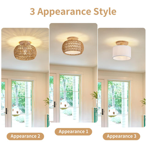 Luafac rattan ceiling light style B, soft glow for living room corners.