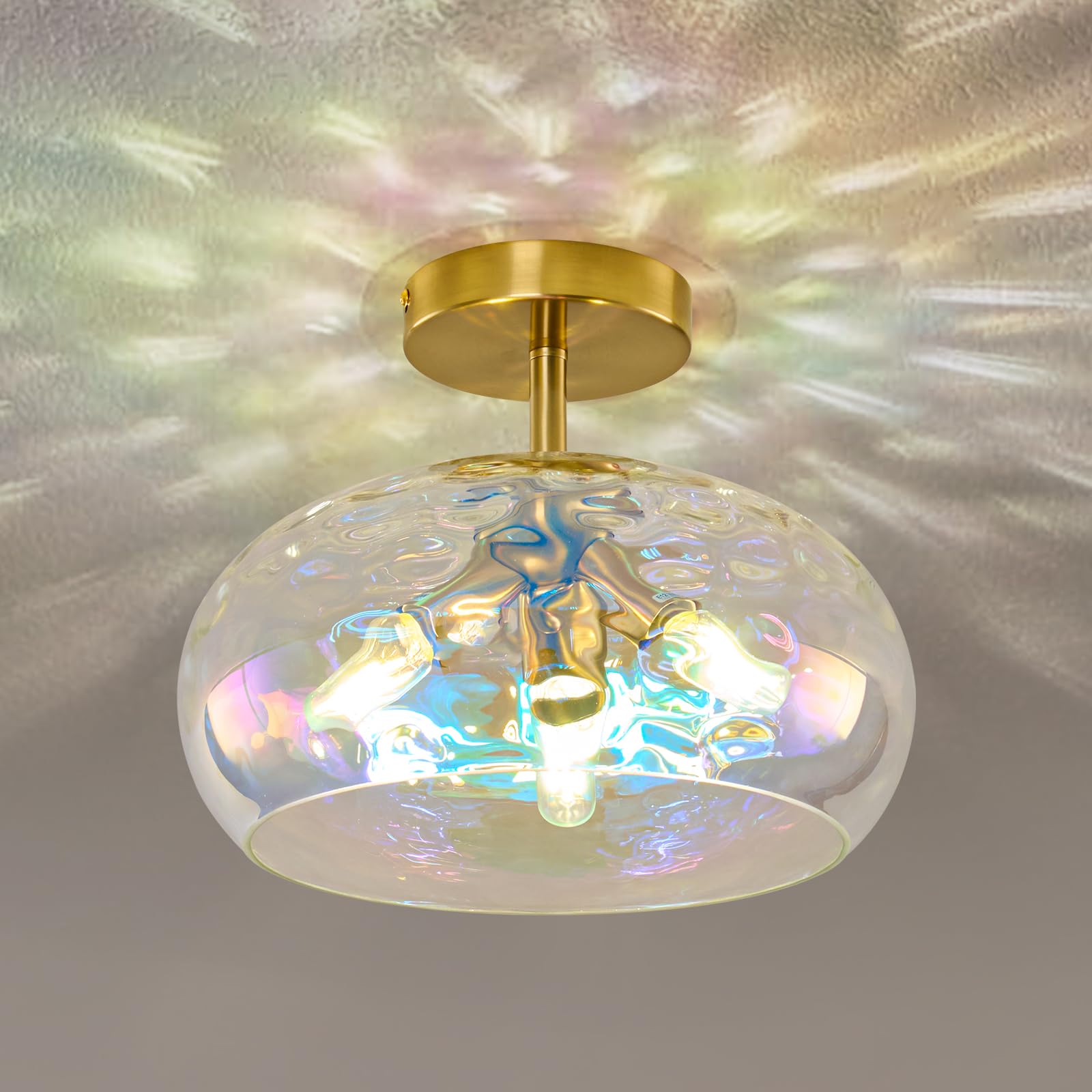 Luafac vintage glass flush mount with gold finish brightens spaces with a mid-century vibe.
