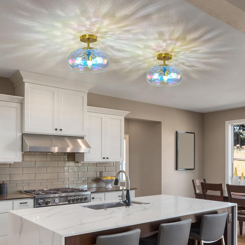 Luafac vintage glass flush-mount elevates dining and living spaces with timeless charm.
