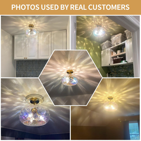 Luafac rainbow hammered shade showcases 7-color light transmission for dreamy ambience.