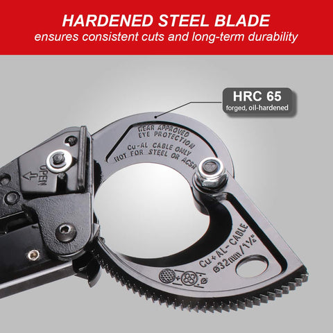 LUBAN ratchet cable cutter features an anti-slip grip for secure handling.