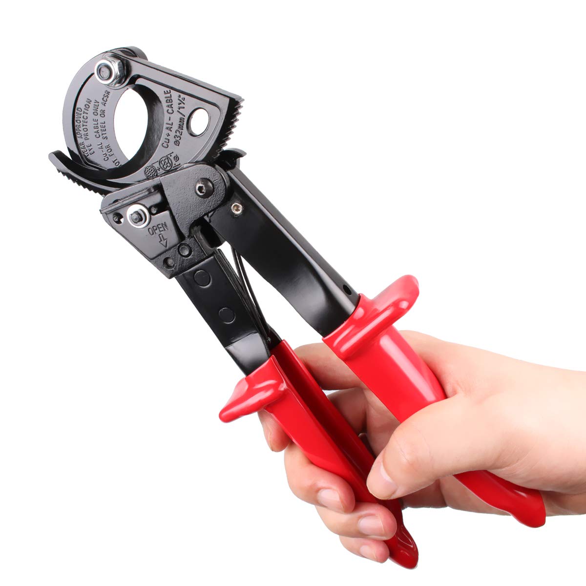 LUBAN ratchet cable cutter cleanly cuts copper and aluminum cables with precision.
