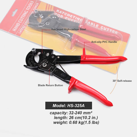 LUBAN ratchet cable cutter ideal for large wires up to 240mm².