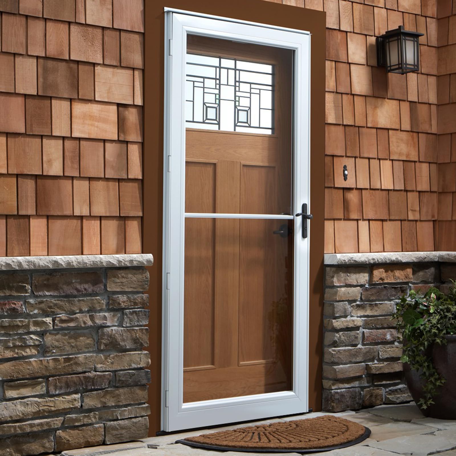 Lubentol mortise installation tip image emphasizes correct screw-hole measurement