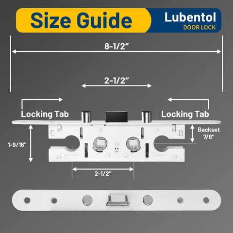 Lubentol Pella storm door lock replacement image demonstrates quick swap for maintenance
