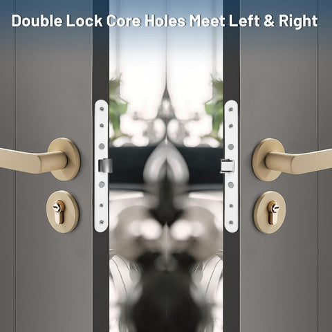 Lubentol side-mortise view indicates embedded fit for storm door security