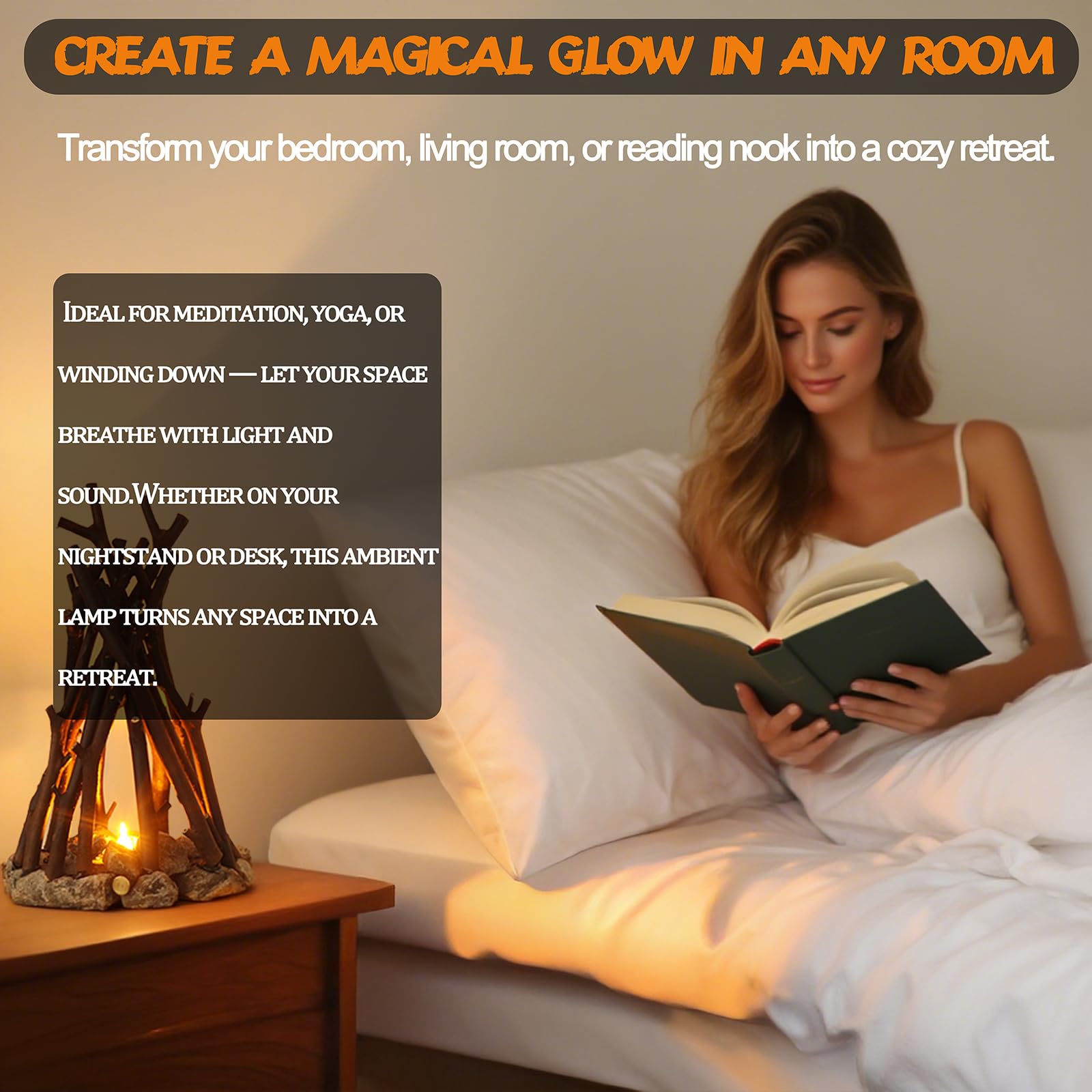 Lubocrat lamp with three dimmable modes for reading, sleep, and atmosphere.
