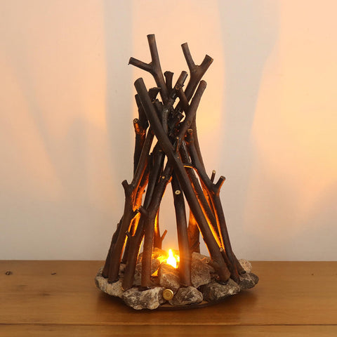 Lubocrat LED night light with wooden campfire design adds cozy decor to any room.