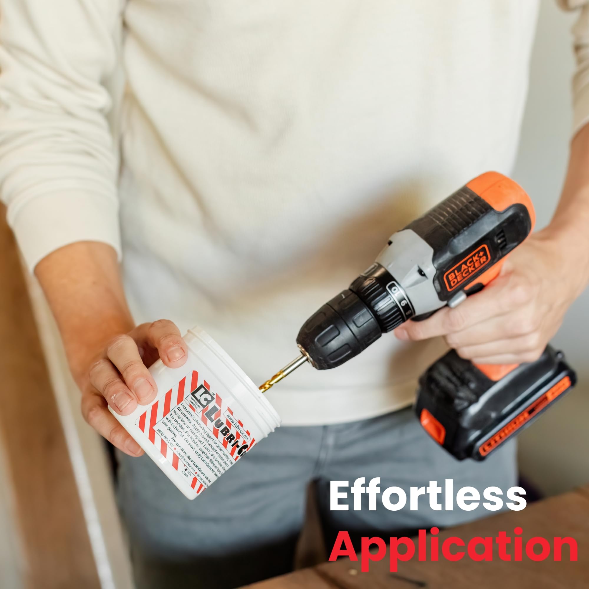 Direct tool application with Lubri-Cut prevents dripping and mess