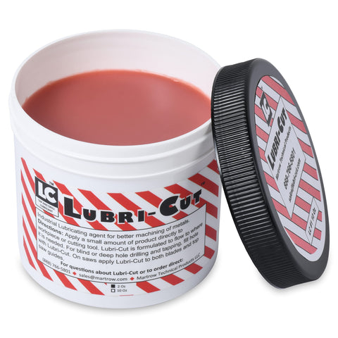 Lubri-Cut paste on a drill bit for metal drilling reduces heat and improves finish