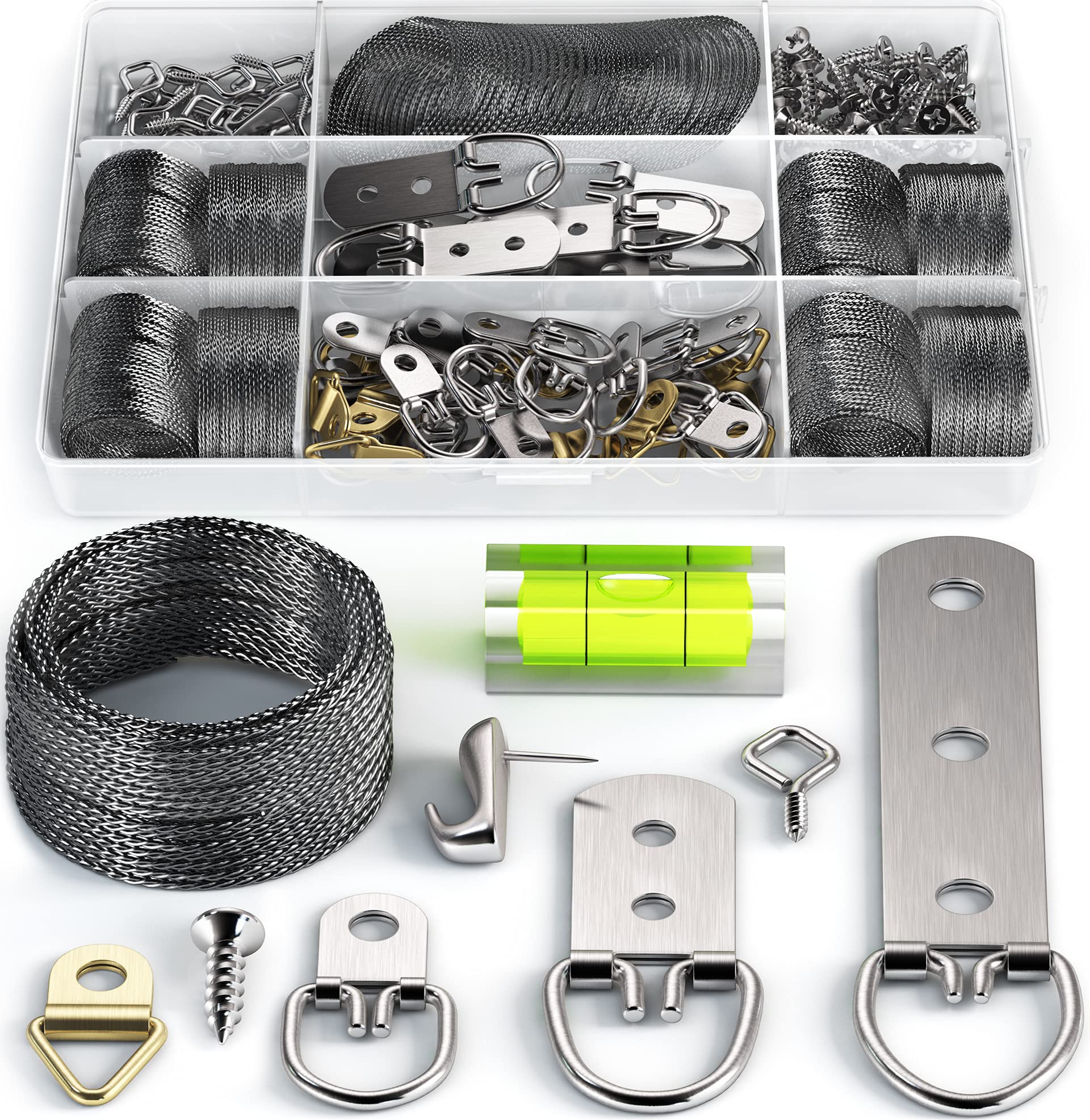 LuckyBeeBo picture hanging kit with D-ring screws for secure wall mounting.
