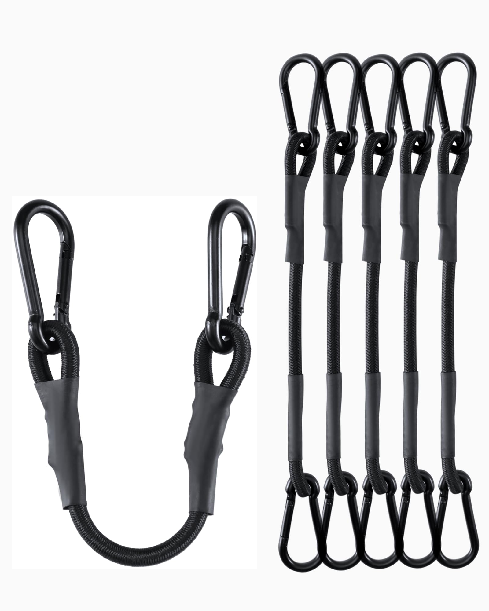 LuckyStraps 8inch carabiner bungee cords, eight-pack, ready for secure cargo.
