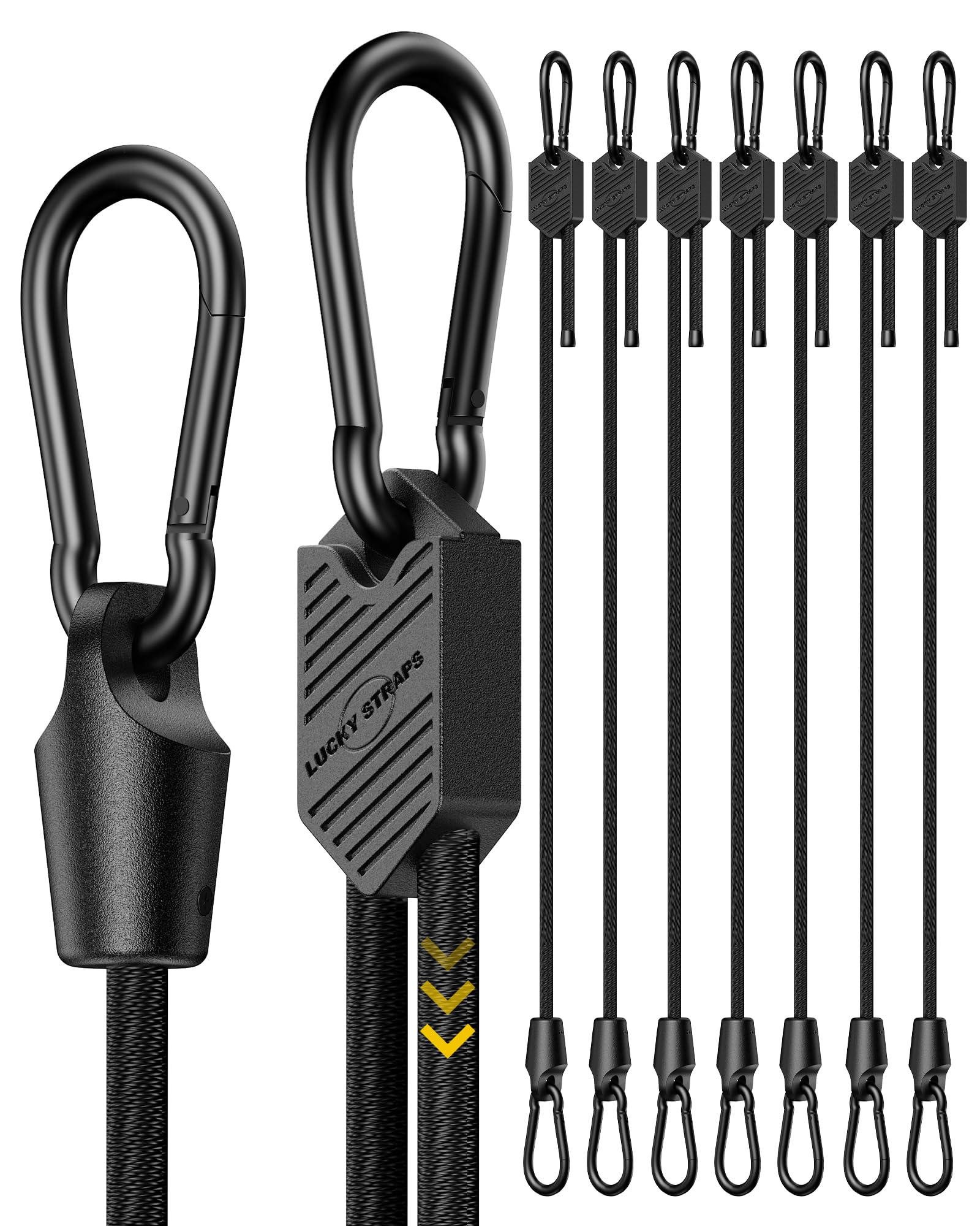 LuckyStraps 8-pcs 24-inch adjustable bungee cords for secure cargo.