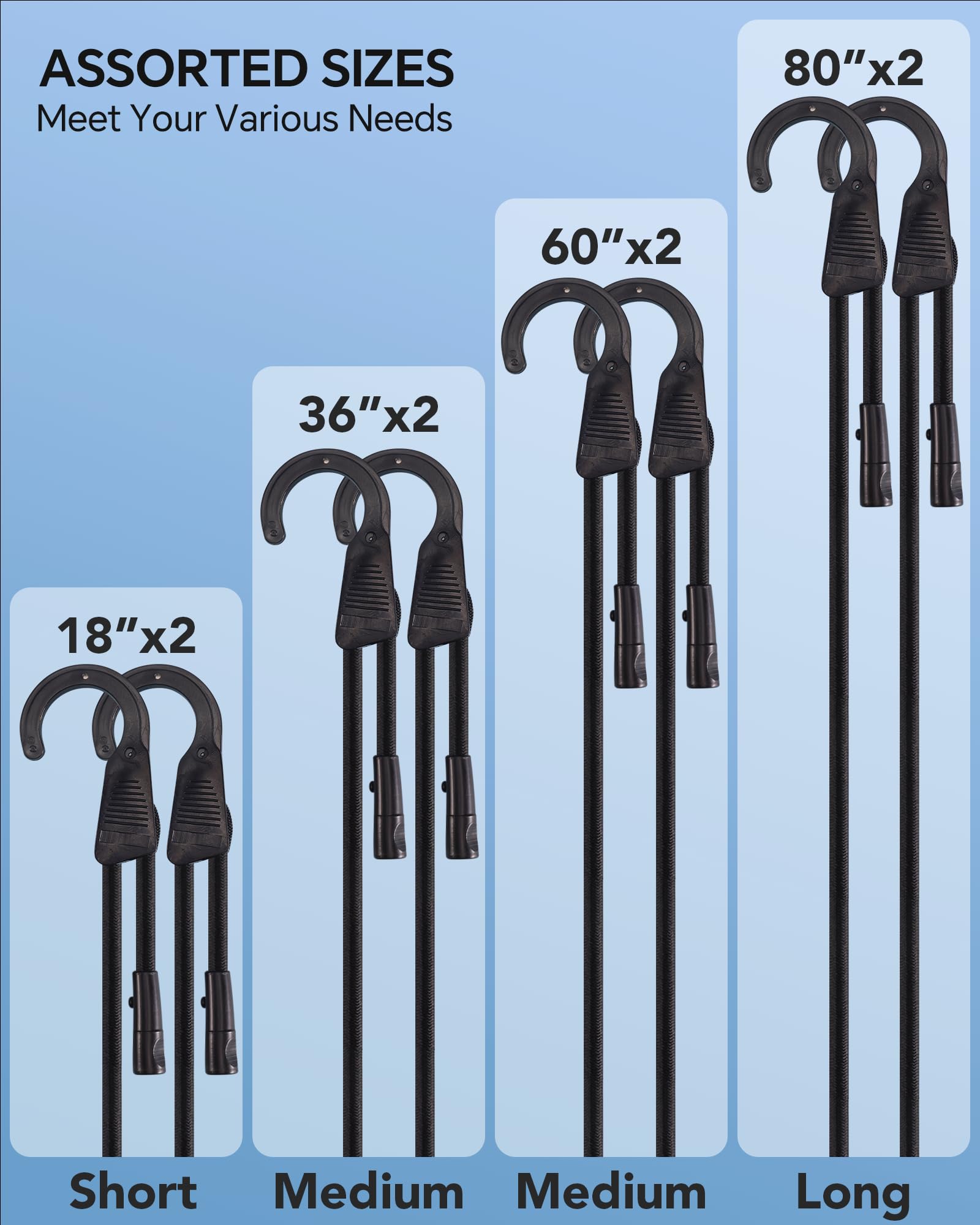 LuckyStraps 80-inch long bungee cord ideal for tents and luggage loads.