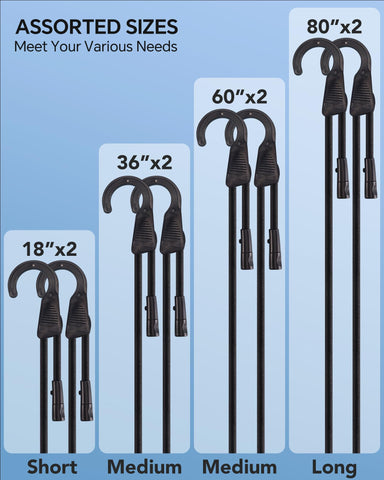 LuckyStraps 80-inch long bungee cord ideal for tents and luggage loads.