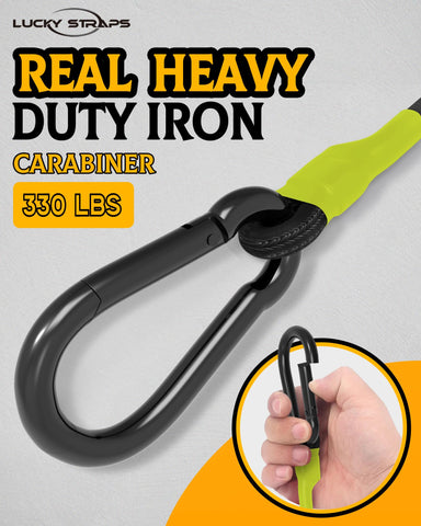 Close-up of premium iron carabiner hooks with strong grip