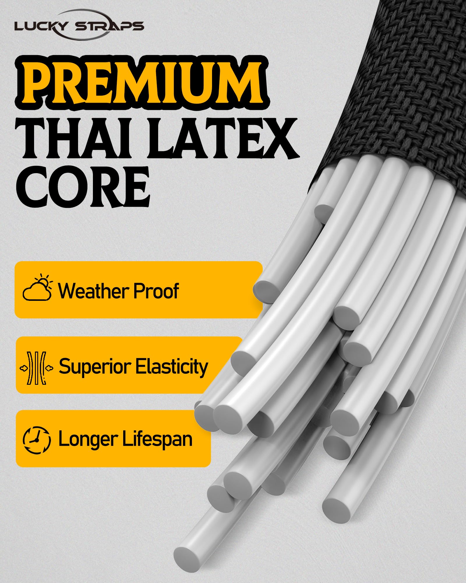 Compact 8-pack LuckyStraps bungee cords for travel and storage.