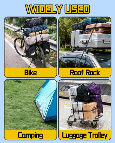 LuckyStraps durable bungee cords ideal for camping, luggage, bikes, and cargo.