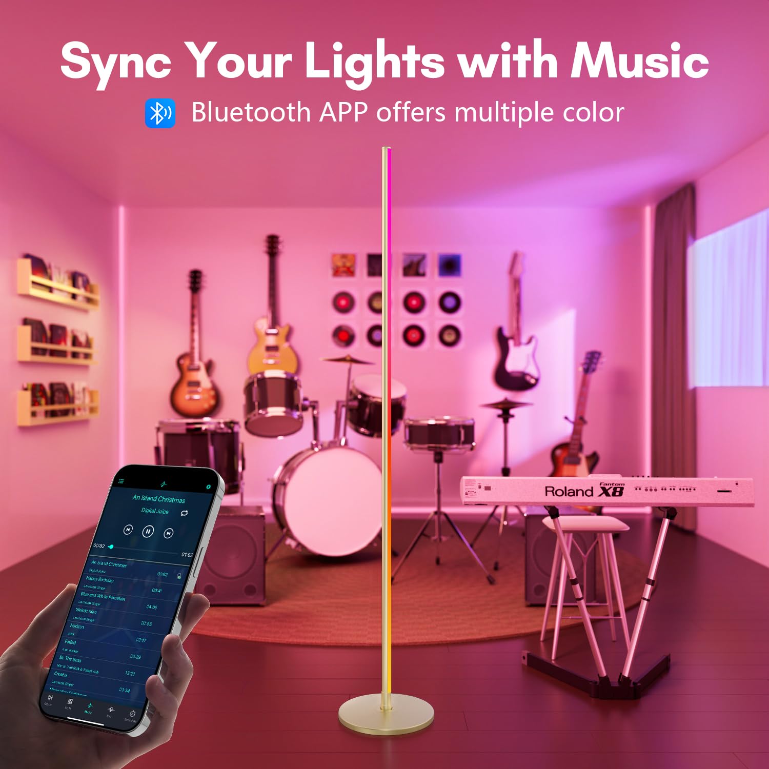 Luckystyle lamp with app and remote control for color and scene setting.