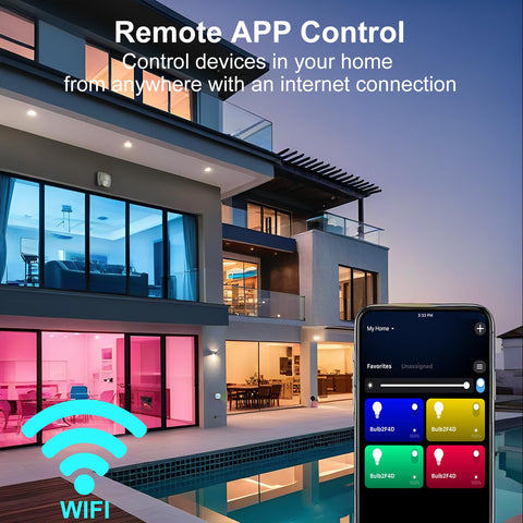Luckystyle WiFi bulbs connect quickly with no hub required for setup.