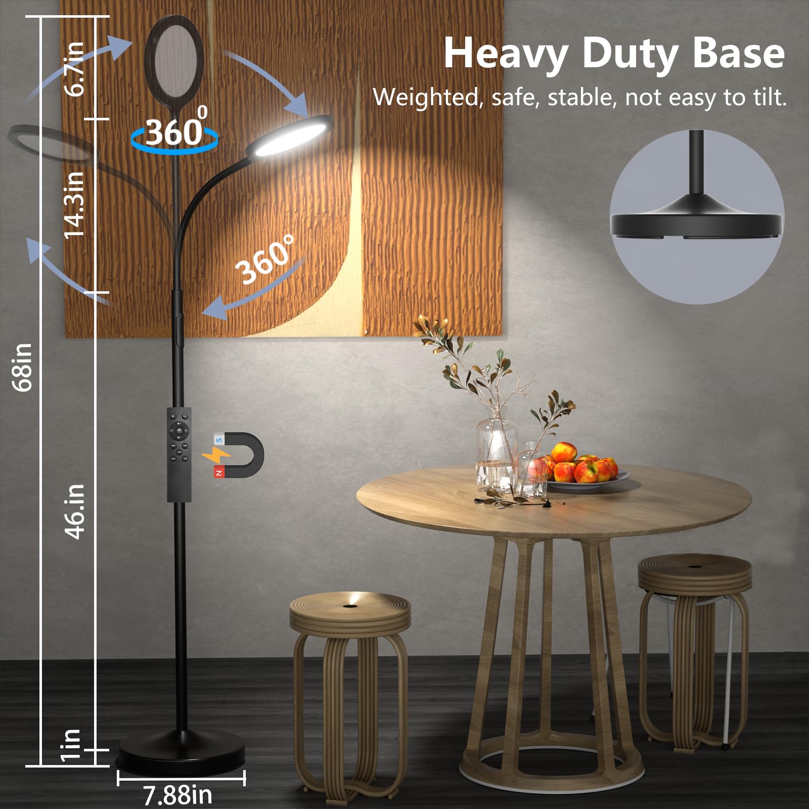 Luckystyle floor lamp color temperature options from warm to cool white.