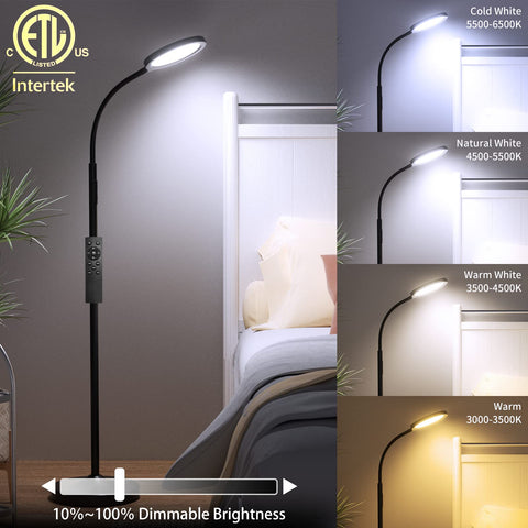 Luckystyle floor lamp head glow with non-dazzling LED for comfortable reading.