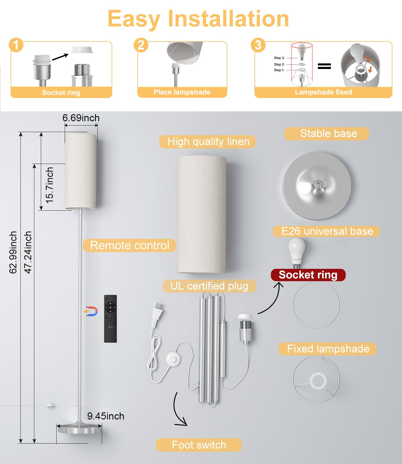 Luckystyle floor lamp remote control reaches across room for easy tuning