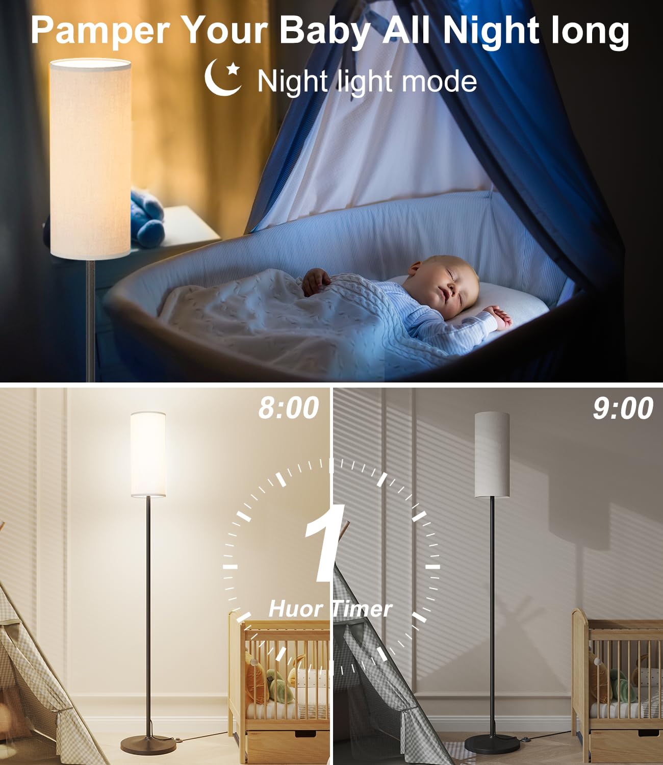Luckystyle timer and night mode offer energy saving and gentle glow