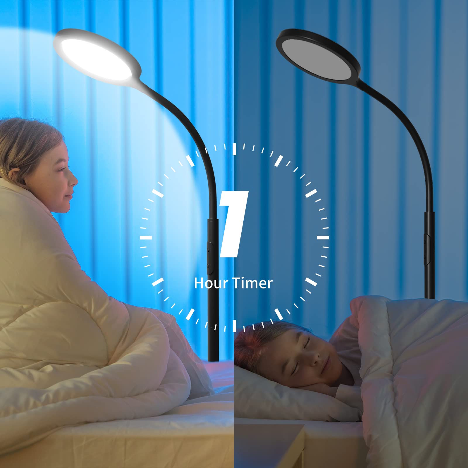 Luckystyle floor lamp timer feature can schedule on/off at intervals.