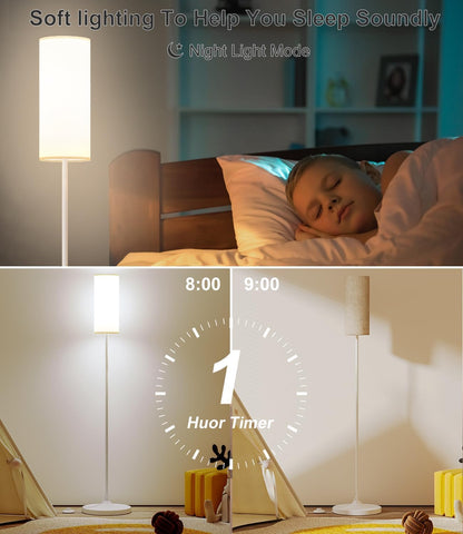 Luckystyle LED floor lamp offers smooth dimming from 5% to 100% for ambiance.