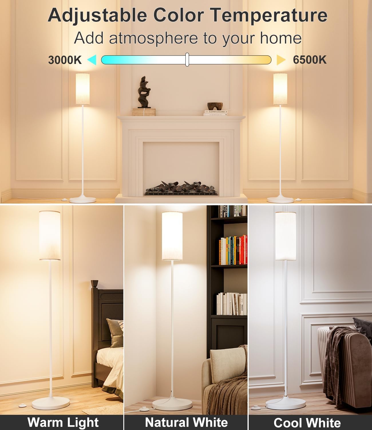 Luckystyle LED floor lamp includes a remote control for easy adjustment.