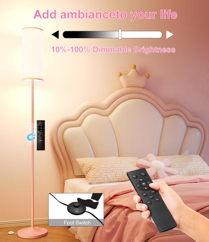 Luckystyle LED floor lamp remote control enables easy brightness and color temperature changes.