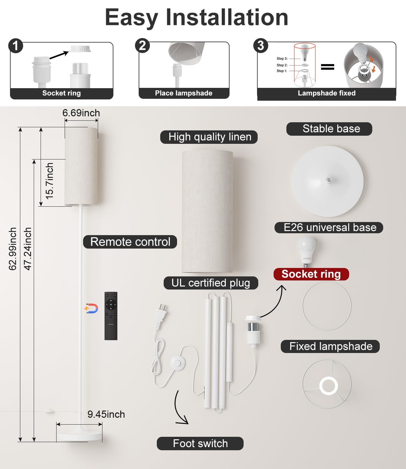 Luckystyle lamp features timer and night mode for subtle evenings.