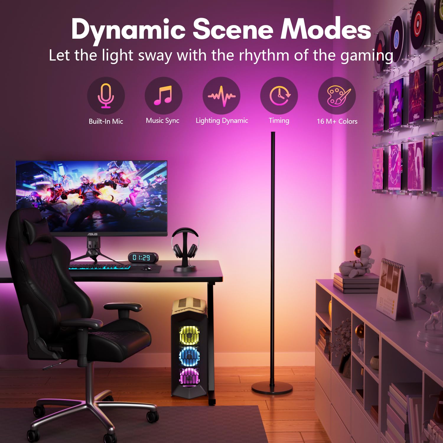 Luckystyle Smart RGB+IC corner lamp remote-control enables convenient operation from anywhere.