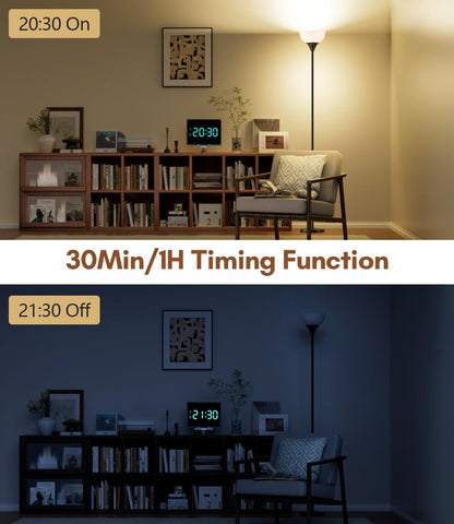 Luckystyle torchiere floor lamp color-temperature control for warm to neutral light.