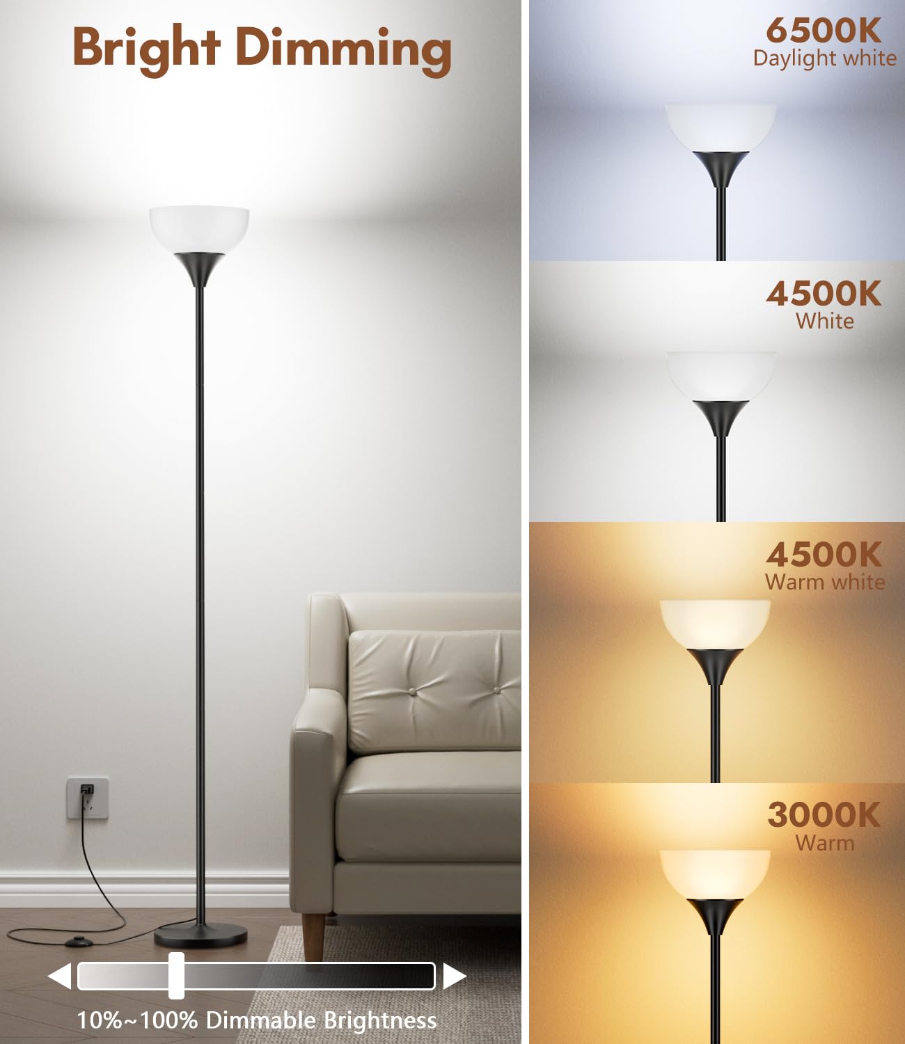 Luckystyle torchiere floor lamp foot switch provides hands-free on/off control.