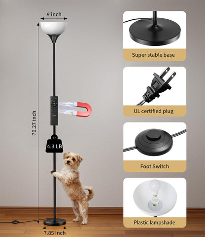 Luckystyle torchiere floor lamp timer function presetting ambience for evenings.