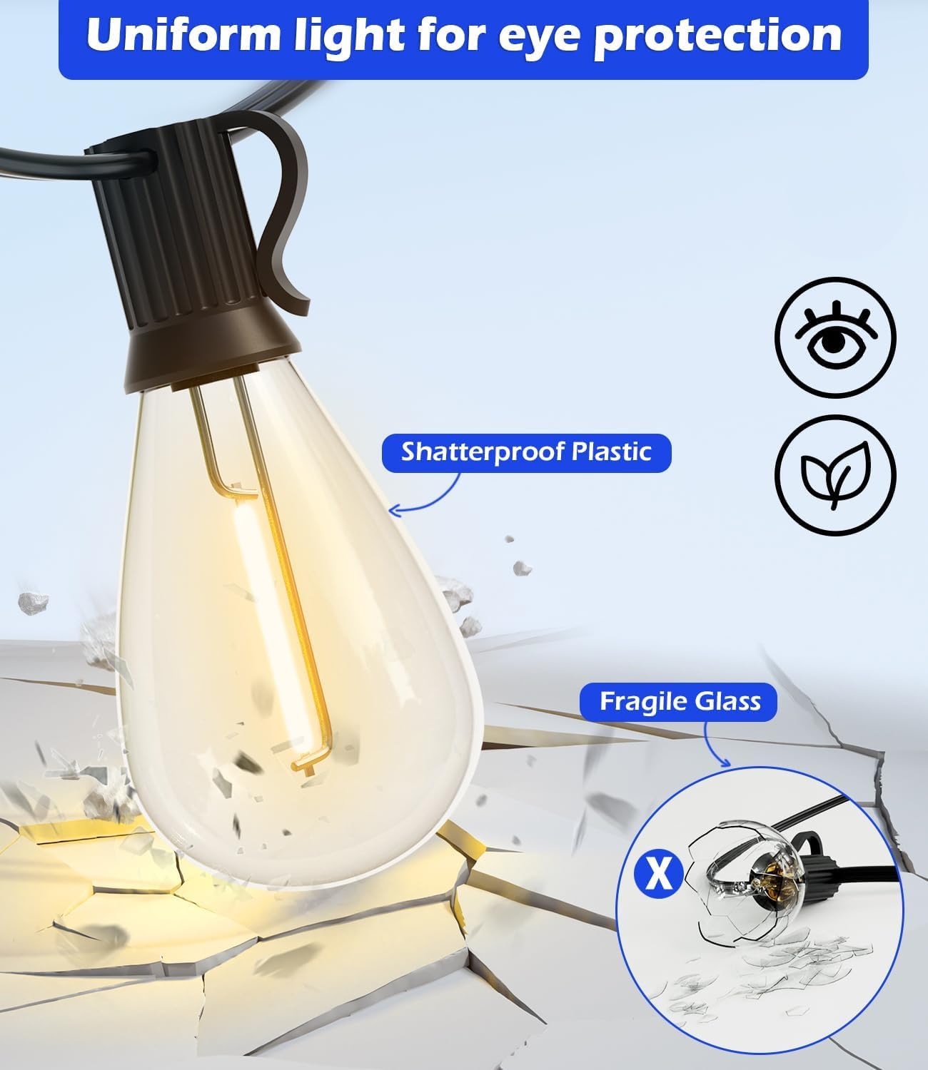 Luckystyle waterproof patio lights endure rain and sun for versatile outdoor use.
