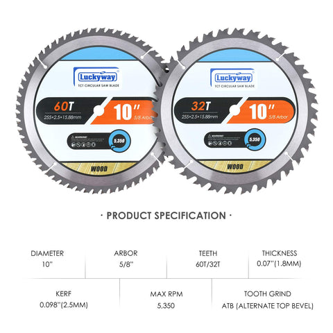 Luckyway 32T 10-inch blade for fast, clean cuts on thin materials.
