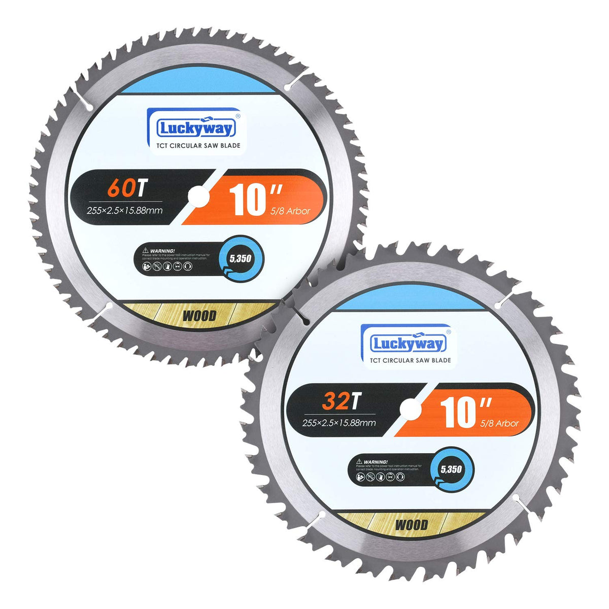Luckyway 60T 10-inch blade for smooth crosscuts on miter and table saws.