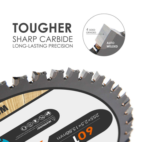 Luckyway ATB tooth design delivers smoother cuts with less splintering.