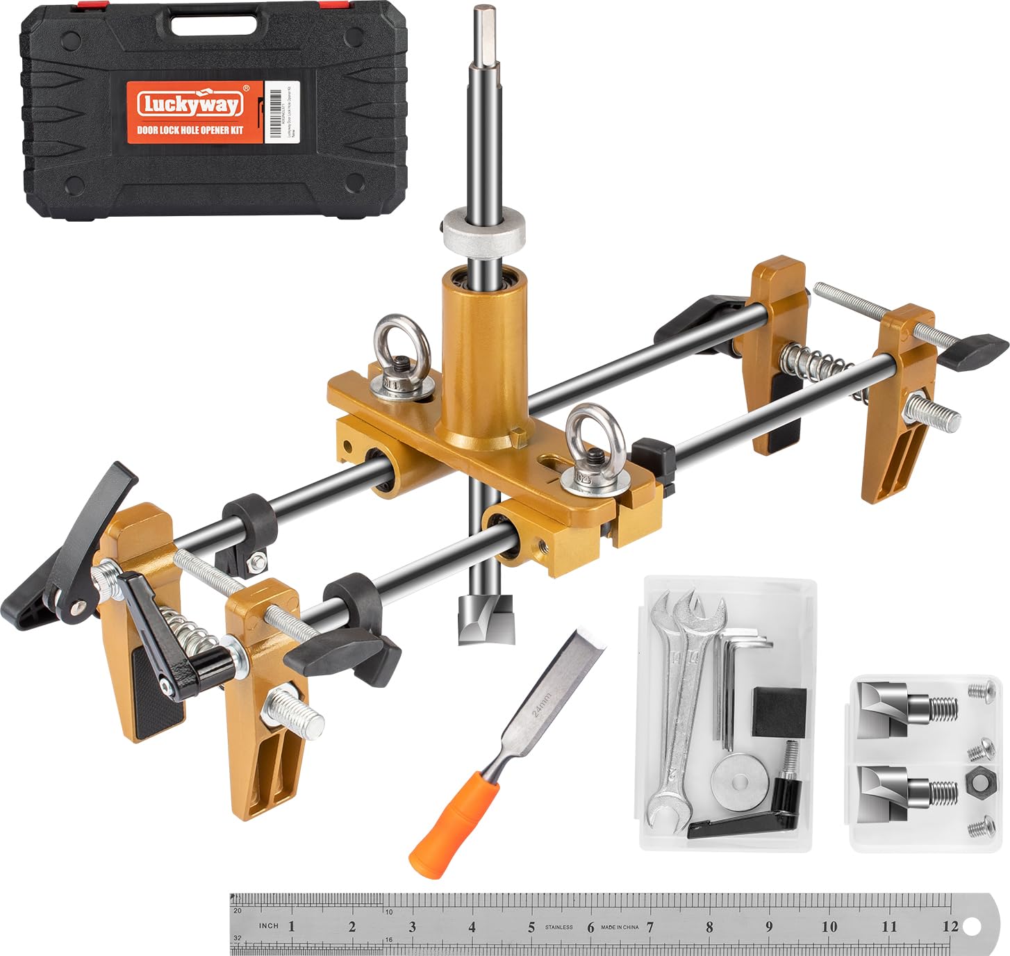 Luckyway mortising bracket for precise door lock installation