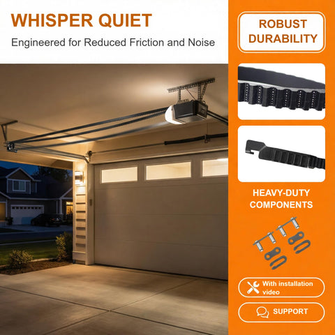 The belt helps prevent slippage and jerky door movement.
